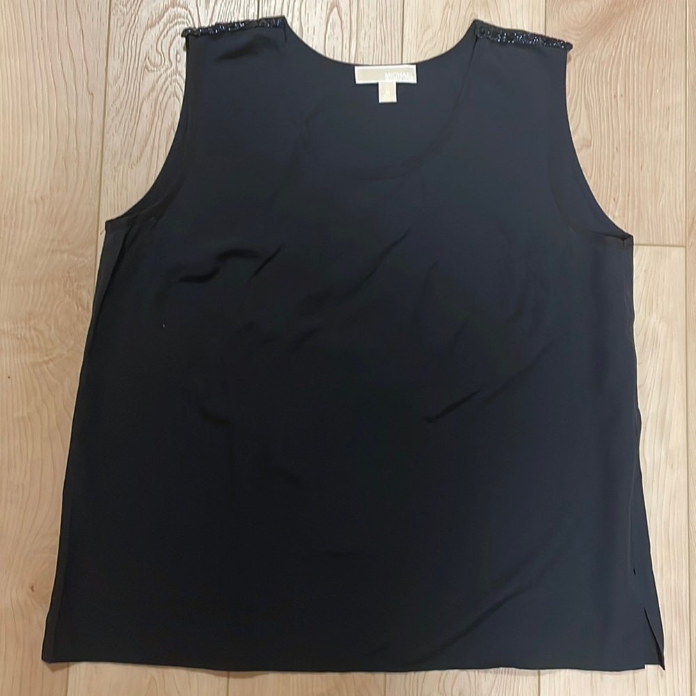 MICHAEL Michael Kors Black Tank with Shoulder Embellishments, sz M